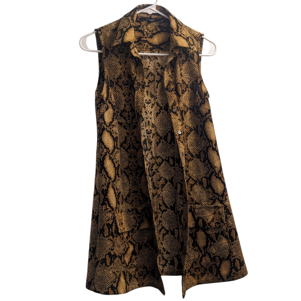 Olivaceous Sleeveless Button Down Snake Print Dress S - Picture 2 of 2